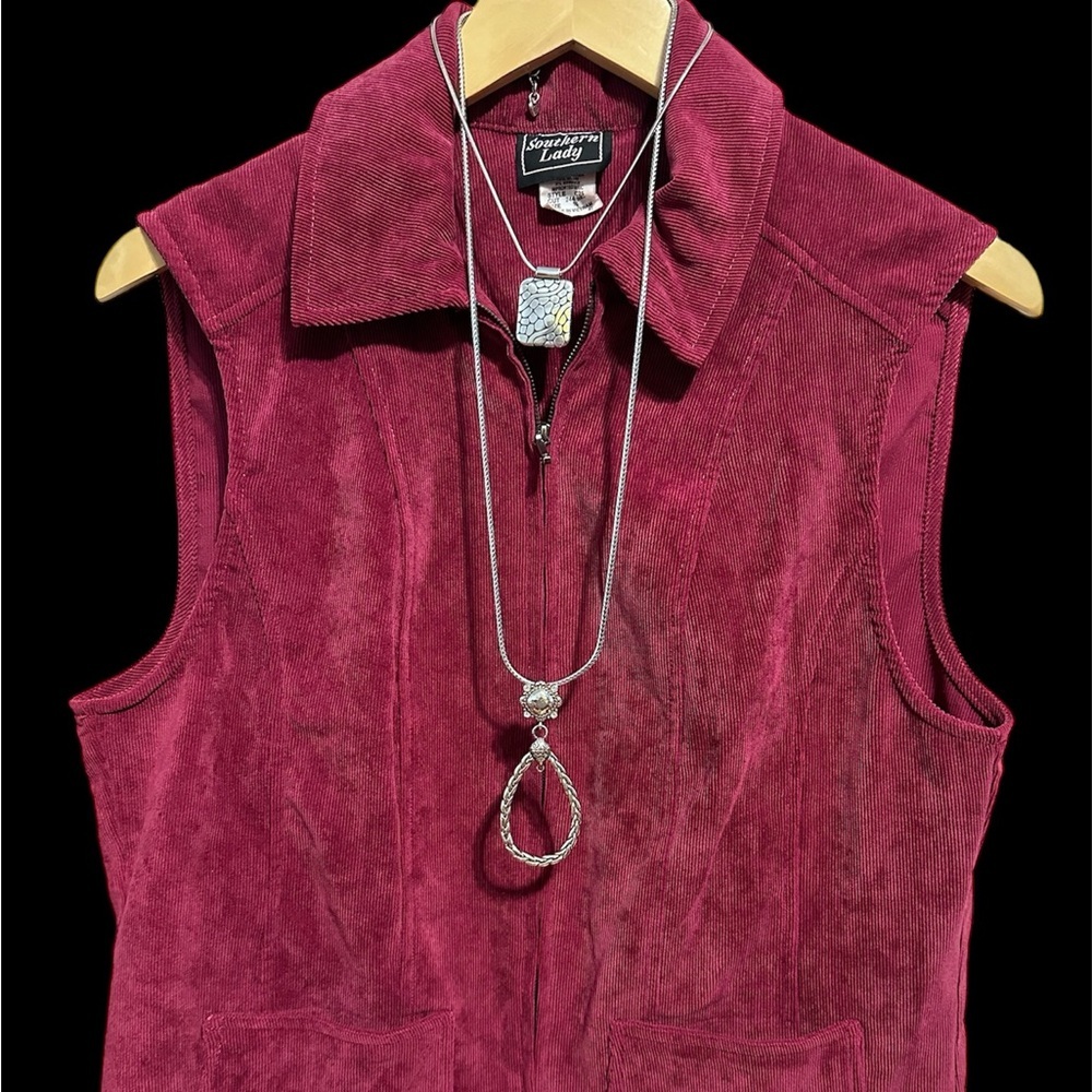 Southern Lady Women corduroy Mauve Vest size 10 - Picture 2 of 6